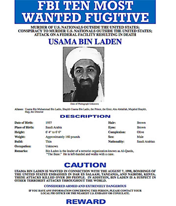bin laden poster. Today Osama in Laden is on
